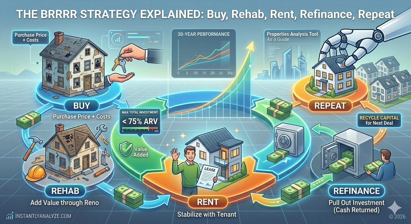 Property renovation and refinancing process illustrating the BRRRR strategy