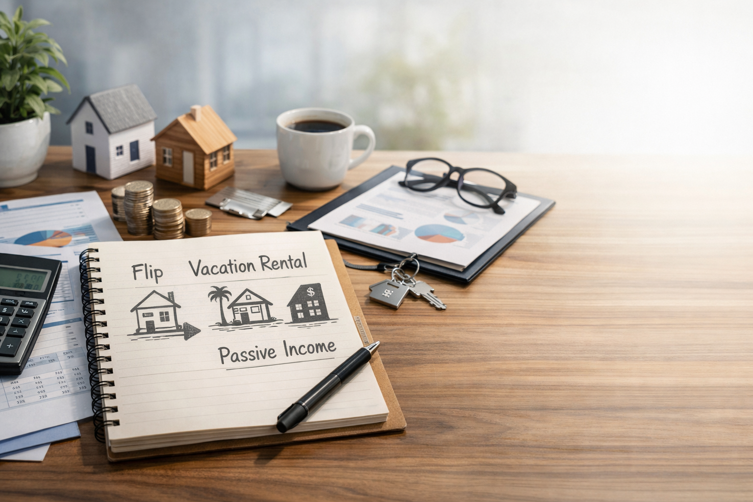 Real estate investor comparing multiple property strategies and underwriting scenarios